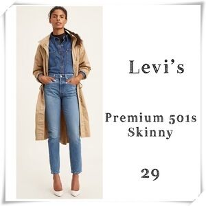 Levi’s Premium 501s Skinny Jeans in Medium Washed Button fly Size 29